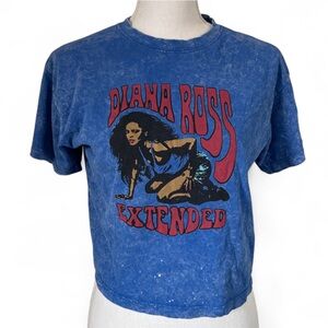 Vintage Cross Colours Blue Graphic Tee with Diana Ross Extended Print